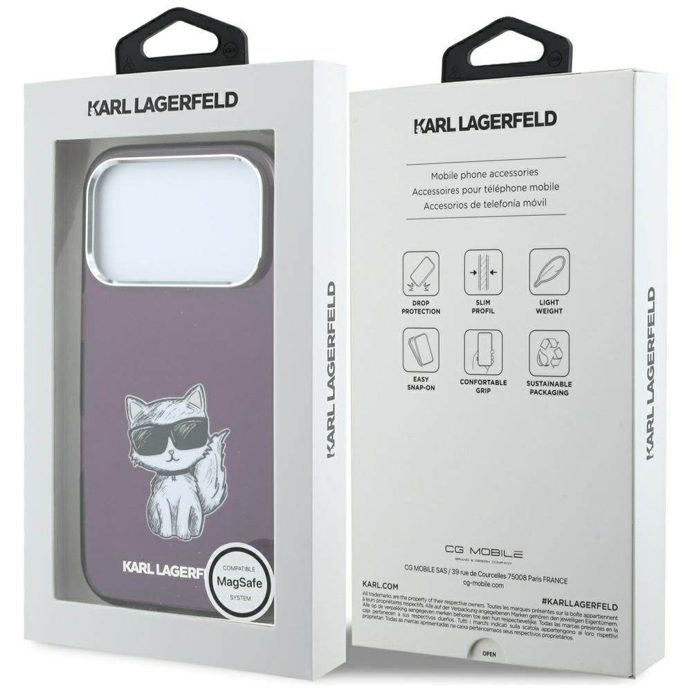 MagSafe futrola za Apple iPhone 18 Pro / 17 Pro, Karl Lagerfeld, HC IML Choupette Body Sketch Print, Bordo