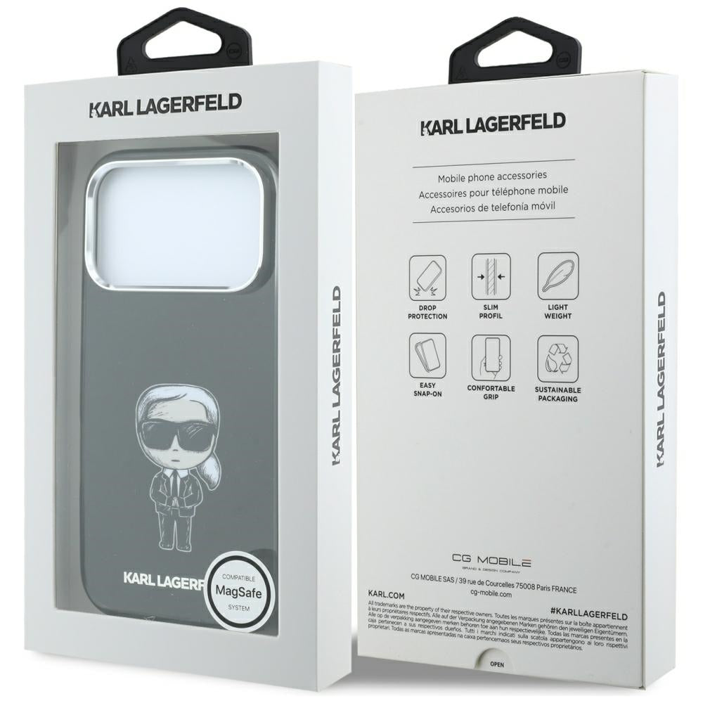 MagSafe futrola za Apple iPhone 18 Pro / 17 Pro, Karl Lagerfeld, HC IML Ikonik Sketch Print, Crna