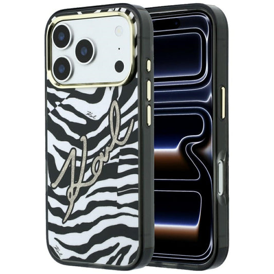 MagSafe futrola za Apple iPhone 18 Pro / 17 Pro, Karl Lagerfeld, HC IML Signature Zebra Glitter Gold, Crna