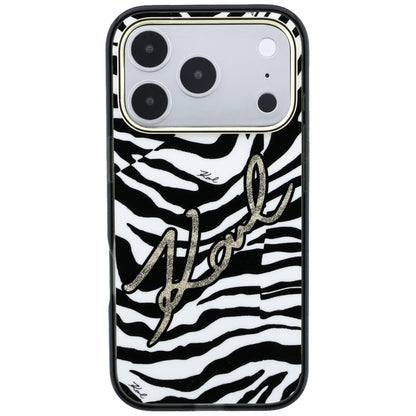 MagSafe futrola za Apple iPhone 18 Pro / 17 Pro, Karl Lagerfeld, HC IML Signature Zebra Glitter Gold, Crna