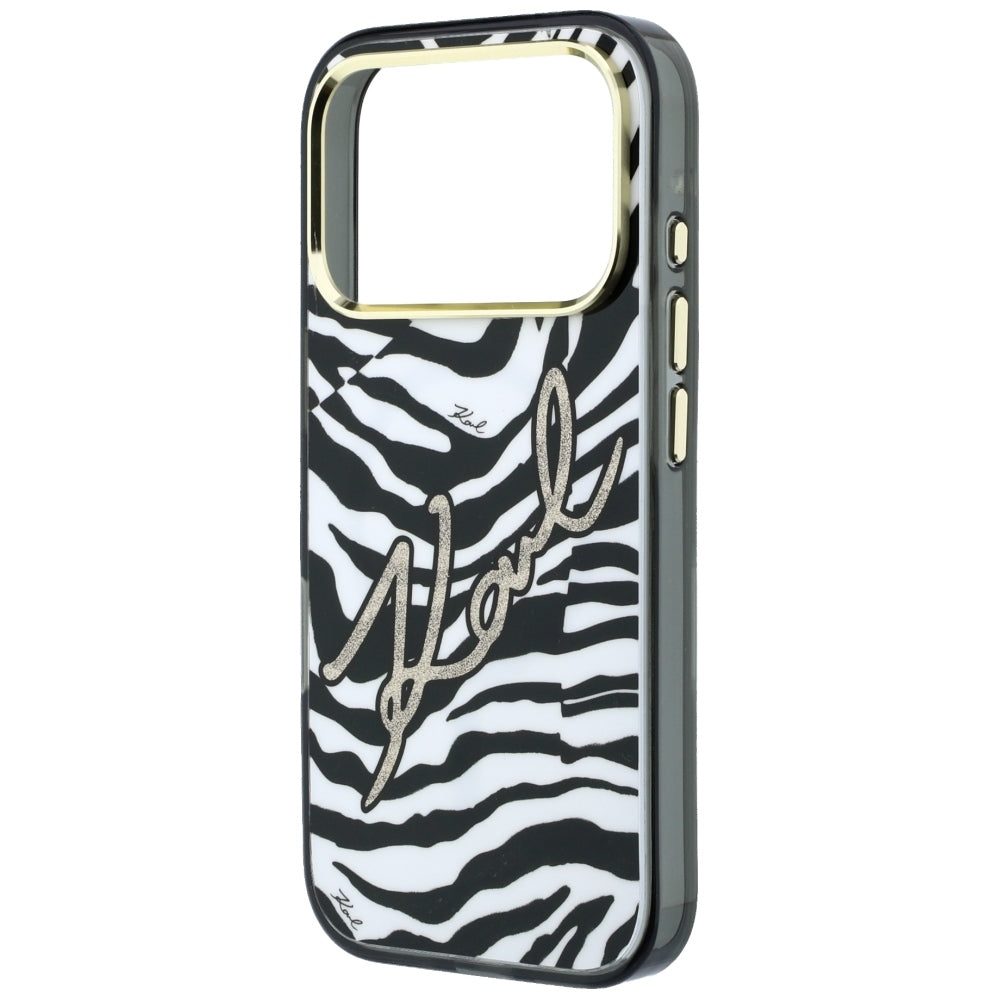 MagSafe futrola za Apple iPhone 18 Pro / 17 Pro, Karl Lagerfeld, HC IML Signature Zebra Glitter Gold, Crna