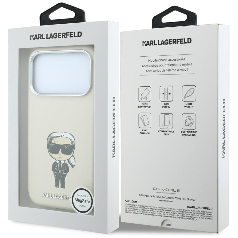 MagSafe futrola za Apple iPhone 18 Pro / 17 Pro, Karl Lagerfeld, Ikonik Sketch, Bež