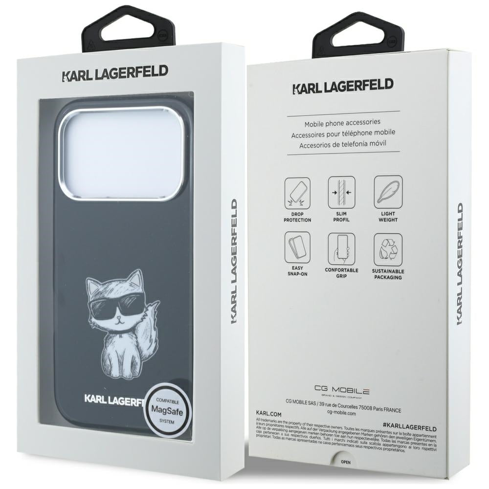 MagSafe futrola za Apple iPhone 18 Pro / 17 Pro, Karl Lagerfeld, IML Choupette Body Sketch Print, Crna