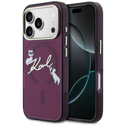MagSafe futrola za Apple iPhone 18 Pro / 17 Pro, Karl Lagerfeld, IML Choupette Karl Script Logo, Bordo