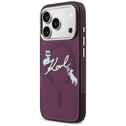 MagSafe futrola za Apple iPhone 18 Pro / 17 Pro, Karl Lagerfeld, IML Choupette Karl Script Logo, Bordo