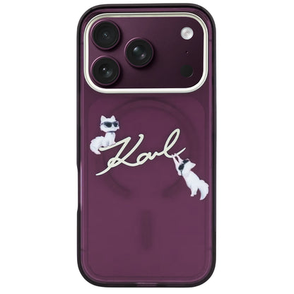 MagSafe futrola za Apple iPhone 18 Pro / 17 Pro, Karl Lagerfeld, IML Choupette Karl Script Logo, Bordo