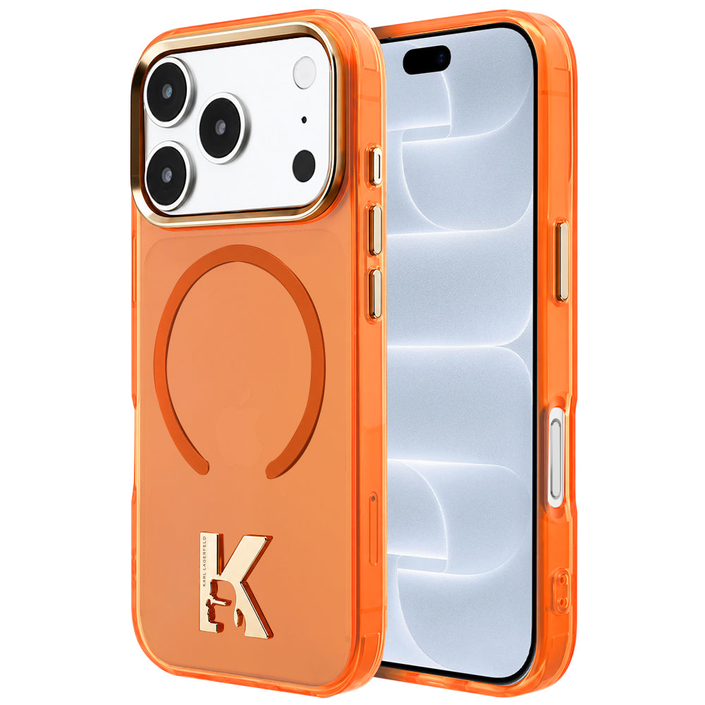 MagSafe maska za Apple iPhone 18 Pro / 17 Pro, Karl Lagerfeld, IML Karl Head Logo, narandžasta