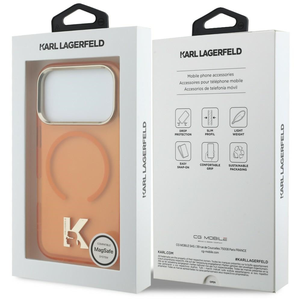 MagSafe maska za Apple iPhone 18 Pro / 17 Pro, Karl Lagerfeld, IML Karl Head Logo, narandžasta
