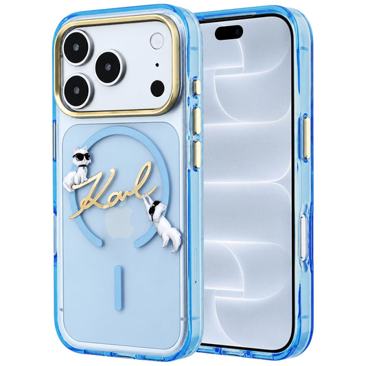 MagSafe futrola za Apple iPhone 18 Pro / 17 Pro, Karl Lagerfeld, IML Choupette Karl Script Logo, Plava