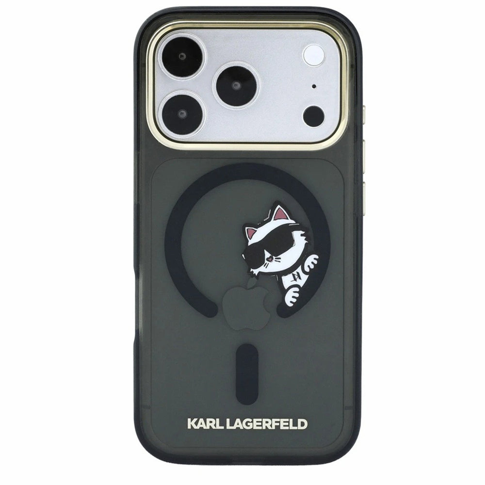 MagSafe futrola za Apple iPhone 18 Pro / 17 Pro, Karl Lagerfeld, IML Peekaboo Print i Metal Frame, Crna