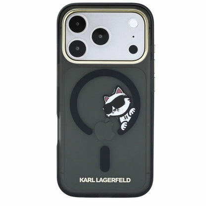 MagSafe futrola za Apple iPhone 18 Pro / 17 Pro, Karl Lagerfeld, IML Peekaboo Print i Metal Frame, Crna
