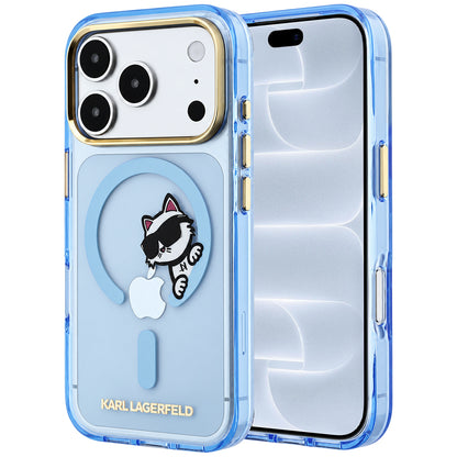 MagSafe futrola za Apple iPhone 18 Pro / 17 Pro, Karl Lagerfeld, IML Peekaboo Print Metal Frame, Plava