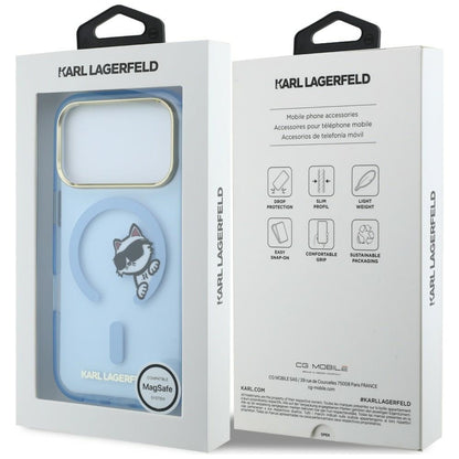 MagSafe futrola za Apple iPhone 18 Pro / 17 Pro, Karl Lagerfeld, IML Peekaboo Print Metal Frame, Plava