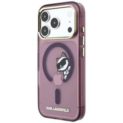 MagSafe maska za Apple iPhone 18 Pro / 17 Pro, Karl Lagerfeld, IML Peekaboo Print and Metal Frame, bordo