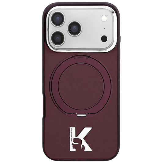 MagSafe futrola za Apple iPhone 18 Pro / 17 Pro, Karl Lagerfeld, IML Ring Stand Kameo Metal, Bordo