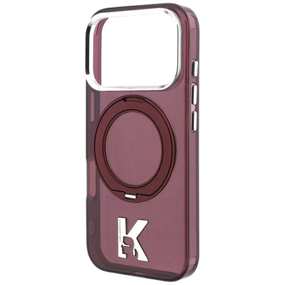 MagSafe futrola za Apple iPhone 18 Pro / 17 Pro, Karl Lagerfeld, IML Ring Stand Kameo Metal, Bordo