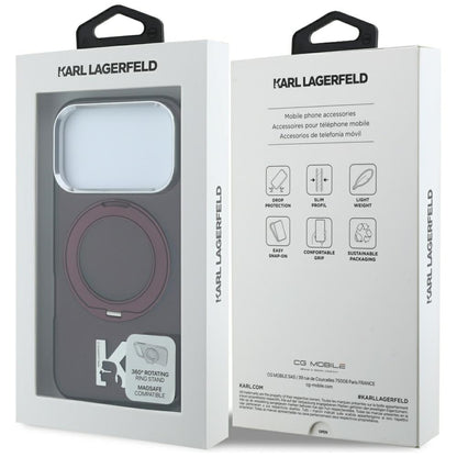 MagSafe futrola za Apple iPhone 18 Pro / 17 Pro, Karl Lagerfeld, IML Ring Stand Kameo Metal, Bordo