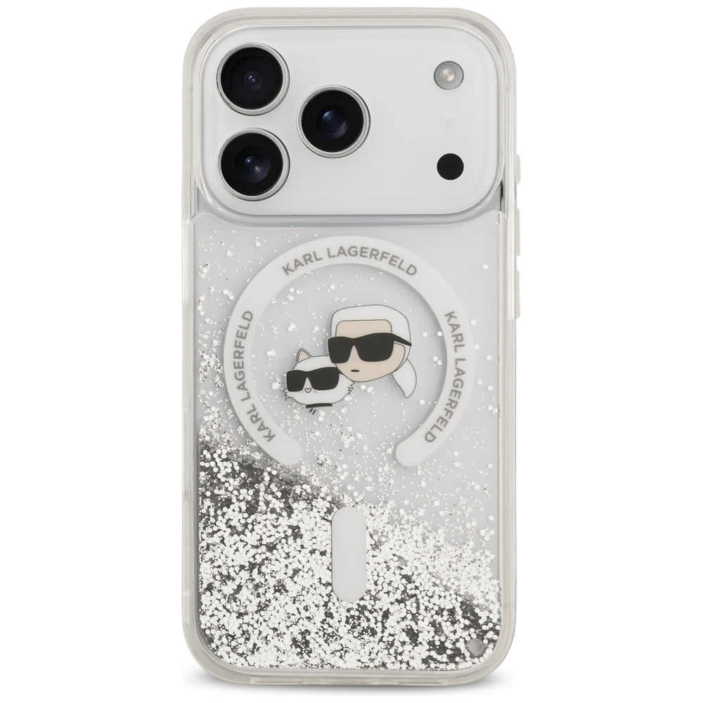MagSafe futrola za Apple iPhone 18 Pro / 17 Pro, Karl Lagerfeld, Liquid Glitter Karl & Choupette Head's, Providna