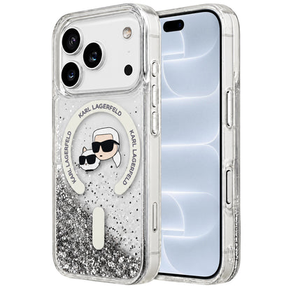 MagSafe futrola za Apple iPhone 18 Pro / 17 Pro, Karl Lagerfeld, Liquid Glitter Karl & Choupette Head's, Providna