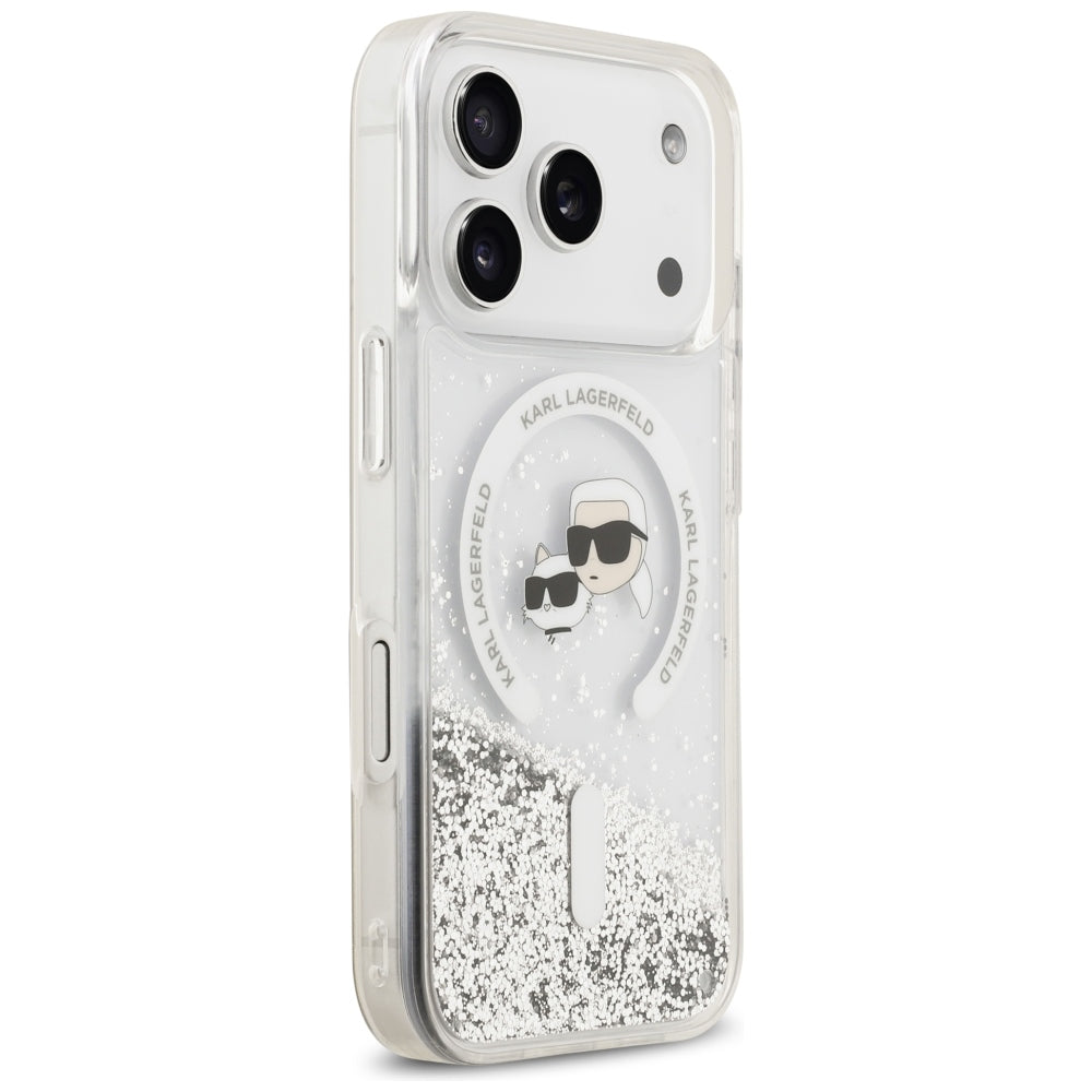 MagSafe futrola za Apple iPhone 18 Pro / 17 Pro, Karl Lagerfeld, Liquid Glitter Karl & Choupette Head's, Providna