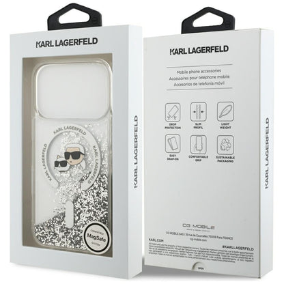MagSafe futrola za Apple iPhone 18 Pro / 17 Pro, Karl Lagerfeld, Liquid Glitter Karl & Choupette Head's, Providna