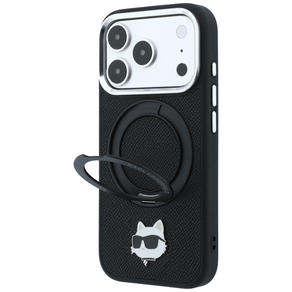 MagSafe futrola za Apple iPhone 18 Pro / 17 Pro, Karl Lagerfeld, Ring Stand 360 Choupette Pin, Crna