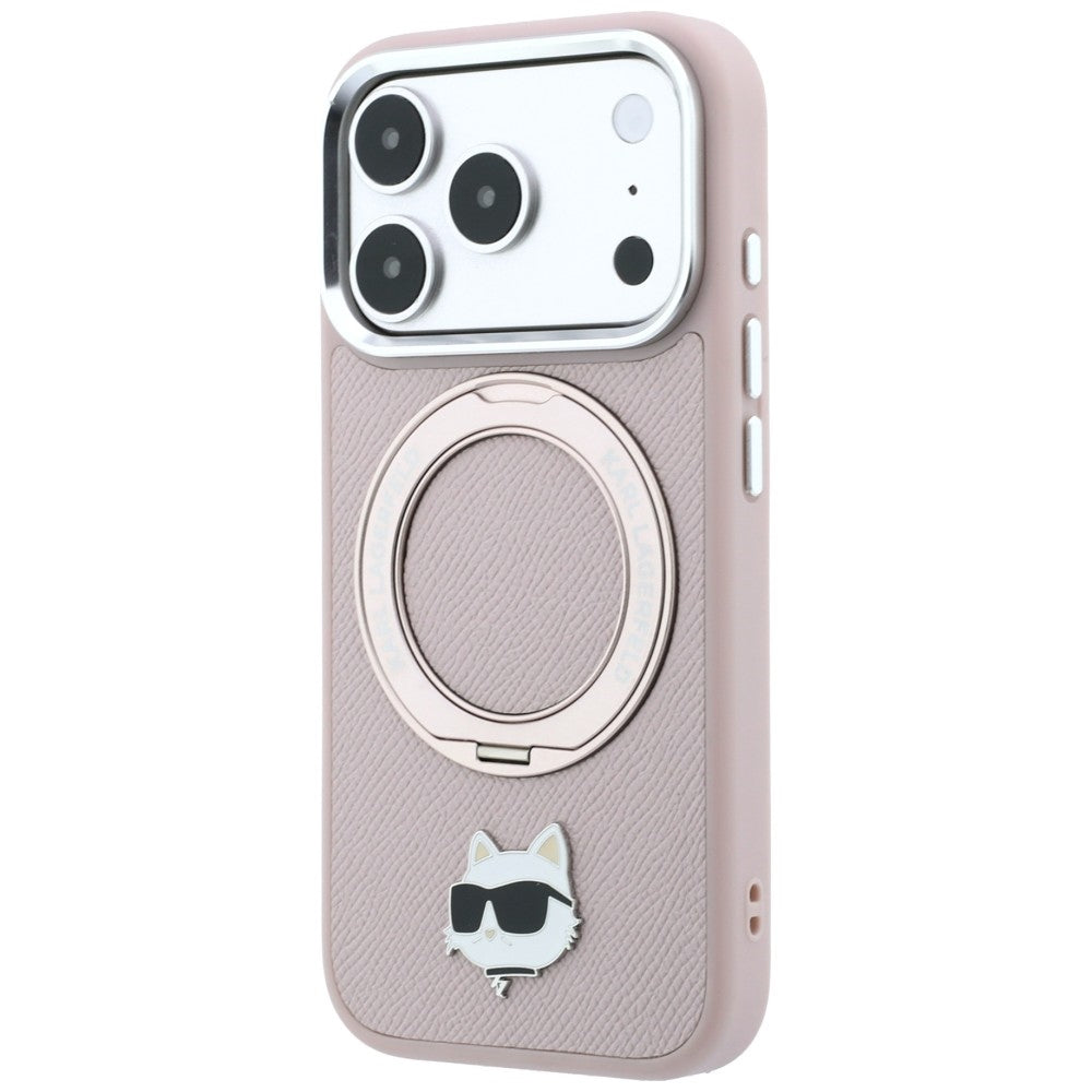 MagSafe maska za Apple iPhone 18 Pro / 17 Pro, Karl Lagerfeld, Ring Stand 360 Choupette Pin, roze