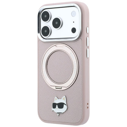 MagSafe maska za Apple iPhone 18 Pro / 17 Pro, Karl Lagerfeld, Ring Stand 360 Choupette Pin, roze