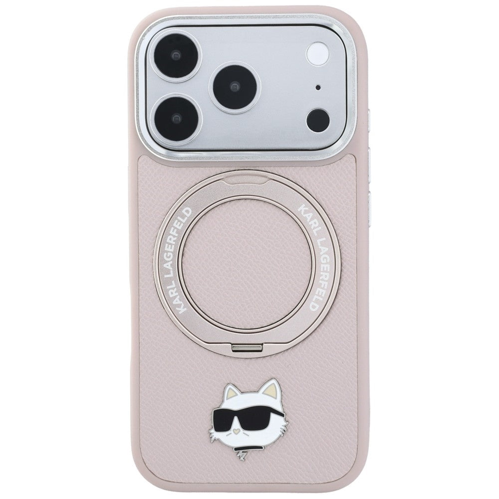 MagSafe maska za Apple iPhone 18 Pro / 17 Pro, Karl Lagerfeld, Ring Stand 360 Choupette Pin, roze