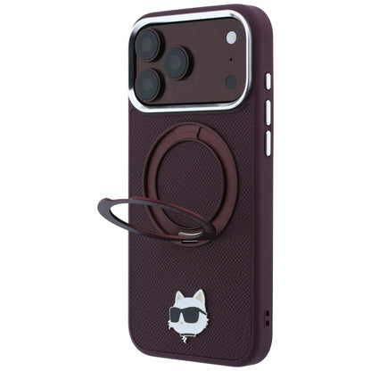 MagSafe futrola za Apple iPhone 18 Pro / 17 Pro, Karl Lagerfeld, Ring Stand 360 Choupette Pin, Bordo