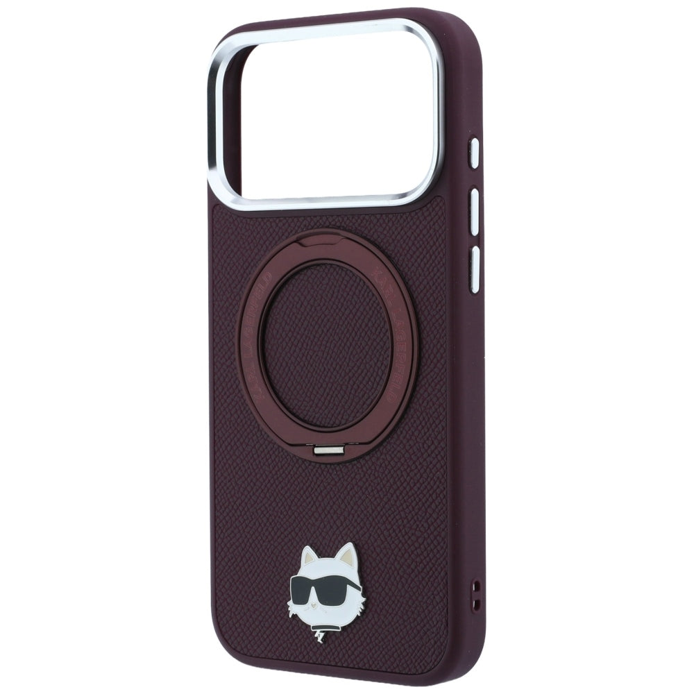 MagSafe futrola za Apple iPhone 18 Pro / 17 Pro, Karl Lagerfeld, Ring Stand 360 Choupette Pin, Bordo
