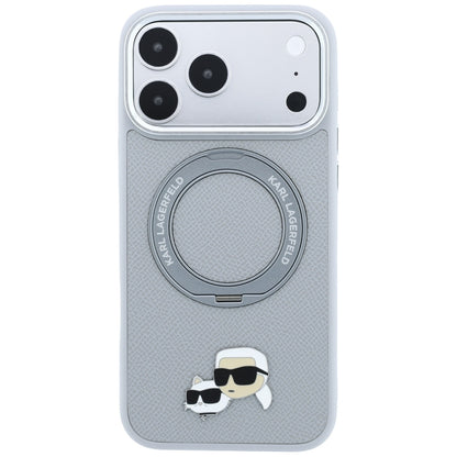 MagSafe maska za Apple iPhone 18 Pro / 17 Pro, Karl Lagerfeld, Ring Stand 360 Karl & Choupette Pin, siva