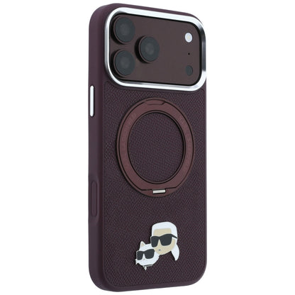 MagSafe futrola za Apple iPhone 18 Pro / 17 Pro, Karl Lagerfeld, Ring Stand 360 Karl & Choupette Pin, Bordo