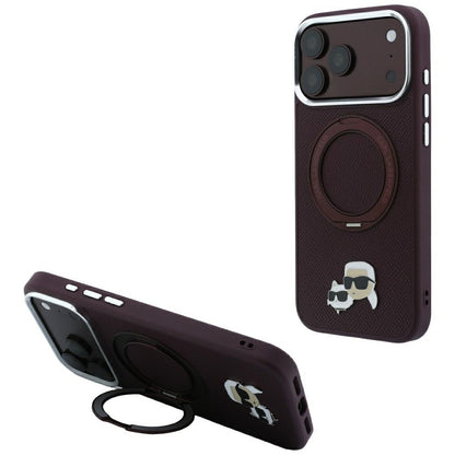 MagSafe futrola za Apple iPhone 18 Pro / 17 Pro, Karl Lagerfeld, Ring Stand 360 Karl & Choupette Pin, Bordo