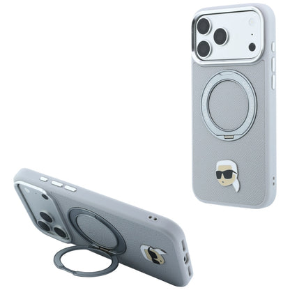 MagSafe futrola za Apple iPhone 18 Pro / 17 Pro, Karl Lagerfeld, Ring Stand 360 Karl Pin, Siva