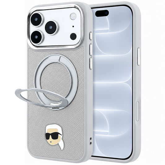 MagSafe futrola za Apple iPhone 18 Pro / 17 Pro, Karl Lagerfeld, Ring Stand 360 Karl Pin, Siva