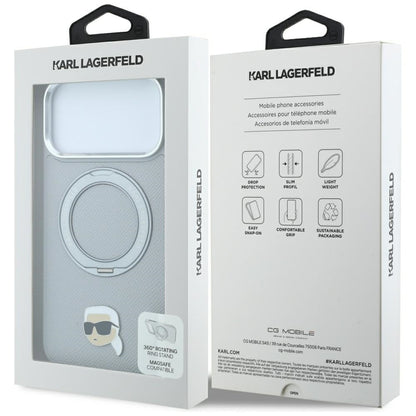 MagSafe futrola za Apple iPhone 18 Pro / 17 Pro, Karl Lagerfeld, Ring Stand 360 Karl Pin, Siva