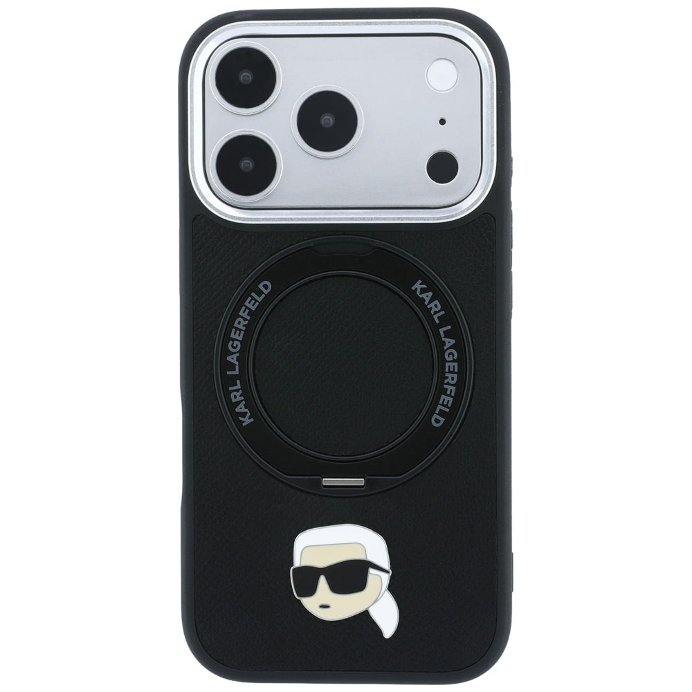 MagSafe futrola za Apple iPhone 18 Pro / 17 Pro, Karl Lagerfeld, Ring Stand 360 Karl Pin, Crna