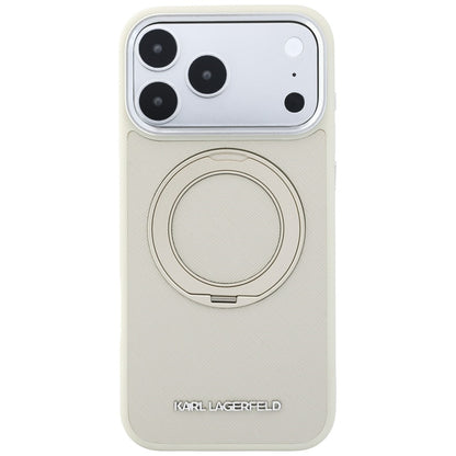 MagSafe maska za Apple iPhone 18 Pro / 17 Pro, Karl Lagerfeld, Ring Stand 360 Saffiano, bež boje