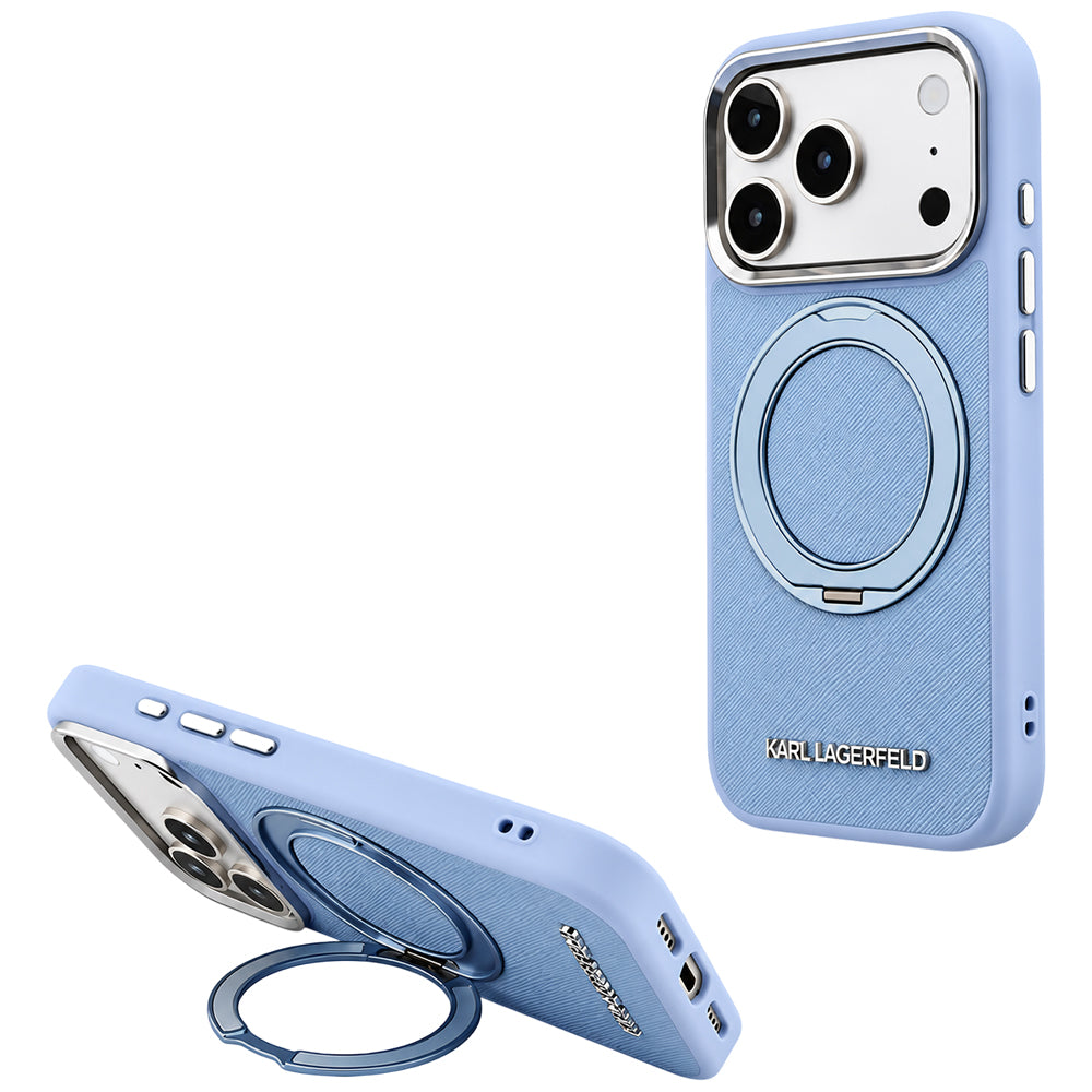 MagSafe futrola za Apple iPhone 18 Pro / 17 Pro, Karl Lagerfeld, Ring Stand 360 Saffiano, Plava