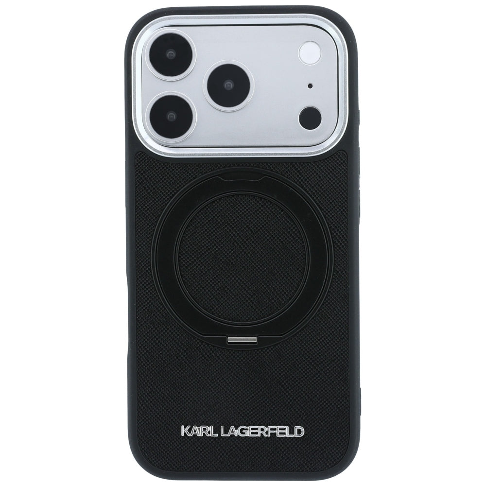 MagSafe futrola za Apple iPhone 18 Pro / 17 Pro, Karl Lagerfeld, Ring Stand 360 Saffiano, Crna