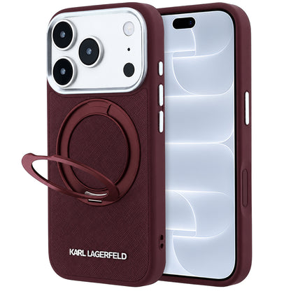 MagSafe futrola za Apple iPhone 18 Pro / 17 Pro, Karl Lagerfeld, Ring Stand 360 Saffiano, boje višnje