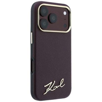 MagSafe futrola za Apple iPhone 18 Pro / 17 Pro, Karl Lagerfeld, Saffiano Small Script Metal Logo, Bordo