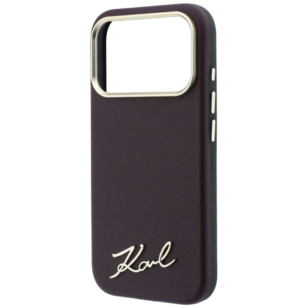 MagSafe futrola za Apple iPhone 18 Pro / 17 Pro, Karl Lagerfeld, Saffiano Small Script Metal Logo, Bordo