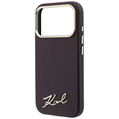 MagSafe futrola za Apple iPhone 18 Pro / 17 Pro, Karl Lagerfeld, Saffiano Small Script Metal Logo, Bordo