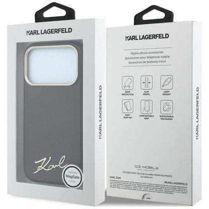 MagSafe futrola za Apple iPhone 18 Pro / 17 Pro, Karl Lagerfeld, Saffiano Small Script Metal Logo, Bordo