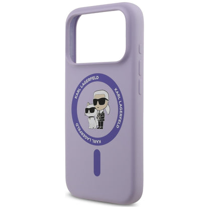 MagSafe maska za Apple iPhone 18 Pro / 17 Pro, Karl Lagerfeld, Silicone Ring Karl & Choupette, ljubičasta