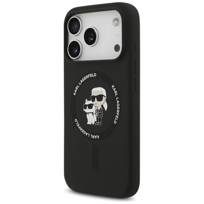 MagSafe futrola za Apple iPhone 18 Pro / 17 Pro, Karl Lagerfeld, Silikonski Prsten Karl & Choupette, Crna