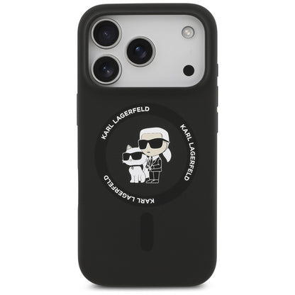 MagSafe futrola za Apple iPhone 18 Pro / 17 Pro, Karl Lagerfeld, Silikonski Prsten Karl & Choupette, Crna