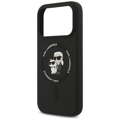 MagSafe futrola za Apple iPhone 18 Pro / 17 Pro, Karl Lagerfeld, Silikonski Prsten Karl & Choupette, Crna
